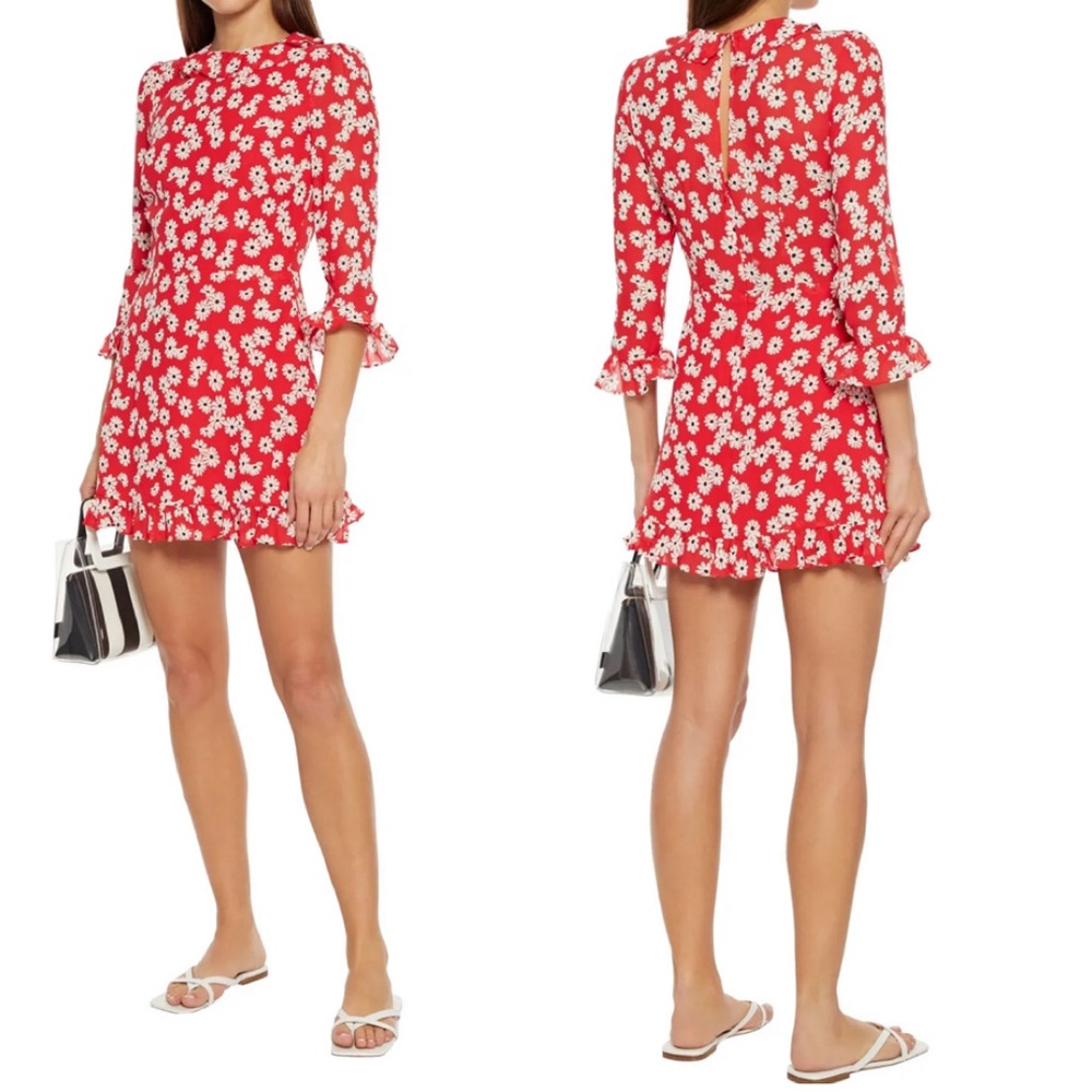 REFORMATION Stevie ruffle crepe floral mini dress
